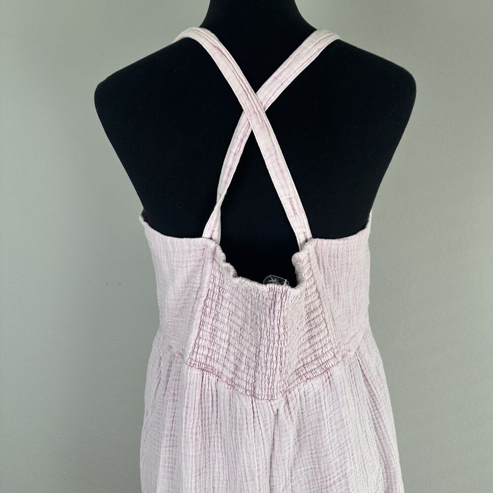 Z SUPPLY Gauzy Tiered Midi Dress in Bleached Pink Mauve Size Large Boho Summer - Picture 10 of 16